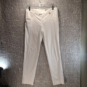 Gucci Women's White Tapered Pants Trousers Size 42 Cotton Front Pockets